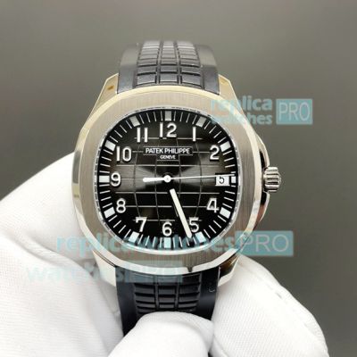 Swiss Copy BBF Patek Philippe 5167A Aquanaut Black Face Rubber Strap Watch 